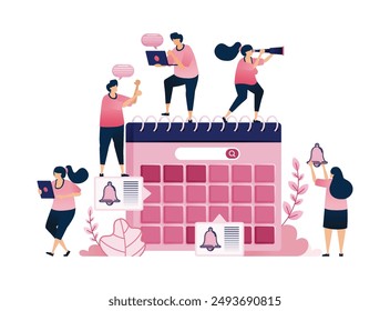Illustration of marked calendar for scheduling and agenda for reminders of time management. Can be used for brochures, mobile startups, ads, flyers