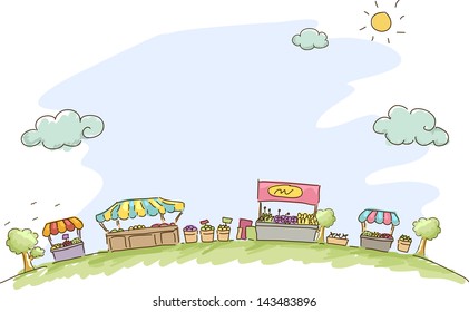 Illustration of Market Sketch Background