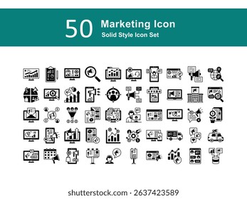 Illustration of Marketing Collection design Solid Icon. Marketing Solid Icon Pack. Set of Marketing Glyph Icon
