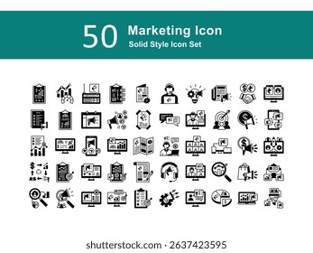 Illustration of Marketing Collection design Solid Icon. Marketing Solid Icon Pack. Set of Marketing Glyph Icon