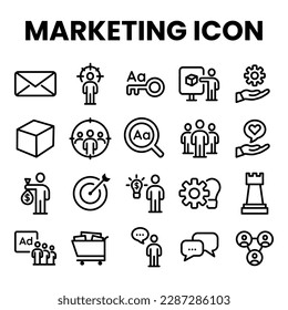 Illustration of marketing icon set, 48 x 48 pixel