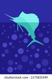 Illustration of the marlin fish in the sea