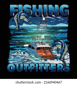 illustration marlin swordfish fishing fisherman fish vector  sport largemouth graphic Design   
