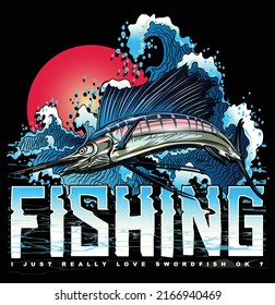 illustration marlin swordfish fishing fisherman fish vector  sport largemouth graphic Design   
