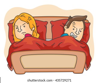 Illustration of a Married Couple Having an Argument in the Bedroom