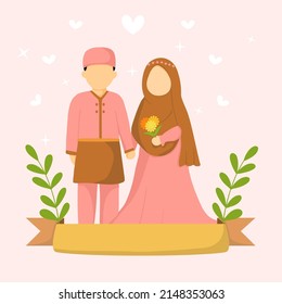 illustration of married muslim couple