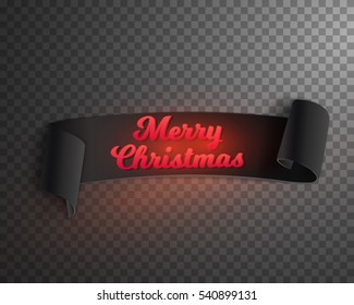 Illustration of Marry Christmas Vector Banner Template. Realistic Vector Ribbon Banner Icon. Winter Holiday Season Vector Ribbon