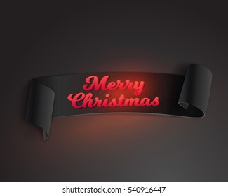 Illustration of Marry Christmas Vector Banner Template. Realistic Vector Ribbon Banner Icon. Winter Holiday Season Vector Ribbon