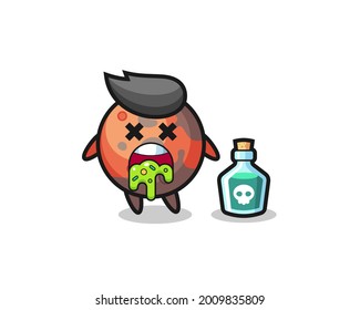 ilustración de un personaje mars vómito por envenenamiento, diseño de estilo lindo para camiseta, pegatina, elemento logo