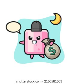 Illustration of marshmallow cartoon is stolen the money , cute style design for t shirt, sticker, logo element