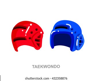 Illustration for martial art poster. Taekwondo training. Vector equipment for Taekwondo. Illustration vector