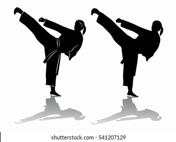 illustration of a martial athletes . black and white drawing, white background