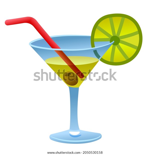 Illustration Martini Cocktail Glass Straw Stock Vector (Royalty Free ...