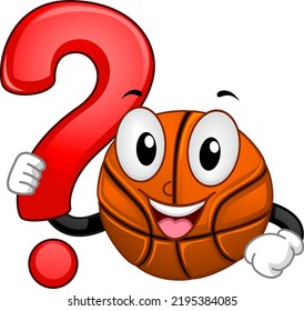Illustration of Mascot Basketball Ball Holding Question Mark