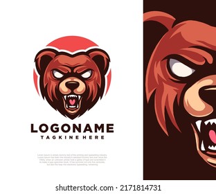 Illustration of mascot bear logo template.