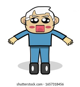 Illustration mascot character grandfather white hairs cartoon graphic design vector
