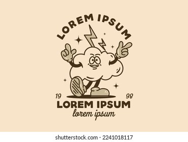 diseño de mascota de ilustración de una nube y trueno