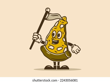 Illustration mascot design of a pizza slice with hands and feet