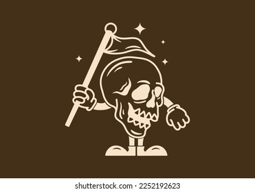 Illustration mascot design of a skull with hands and feet