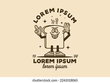 diseño de mascota de ilustración de un pan blanco