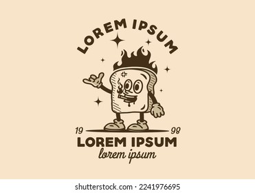 Illustration mascot design of the white bread with hands and feet