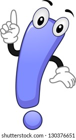 Illustration of a Mascot Exclamation Point with finger pointing up