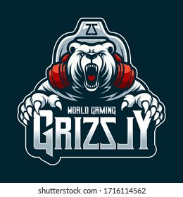 Illustration mascot logo bear grizzly gaming