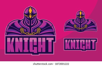 illustration mascot logo knight pink with cartoon style
