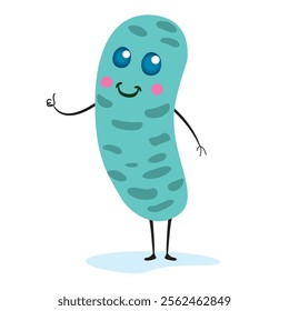 Illustration of a mascot of a probiotic, microorganism, good bacteria. Ideal for informative and institutional materials