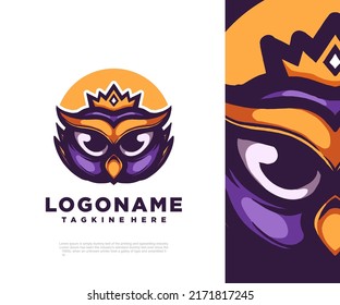 Illustration of mascot queen owl logo template.