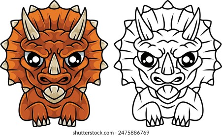 Illustration mascot triceratops vector art 