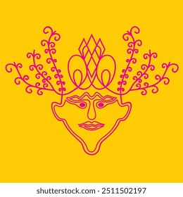 Illustration of a mask with a lines pattern.