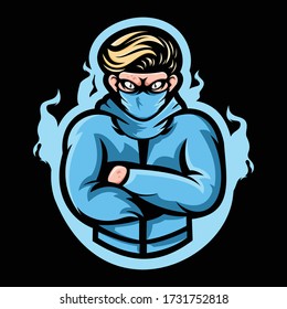 illustration of mask man e-sport mascot graphic