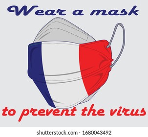 illustration mask with on France flag