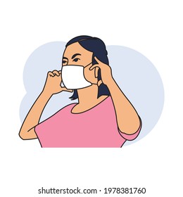 illustration of masked woman, healthy culture, virus free