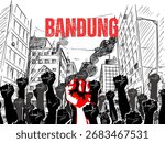 Illustration of a mass demonstration in Indonesia