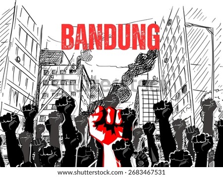 Illustration of a mass demonstration in Indonesia