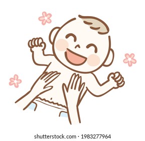 Illustration of massaging a baby's belly