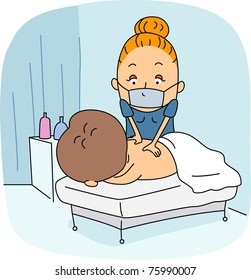 Illustration einer Masseuse bei der Arbeit