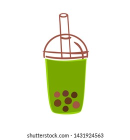 illustration the matcha green tea bubble tea