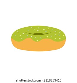 Illustration of matcha tea donut. Vector illustration. Food clip art. Suitable for food related content and infographic.