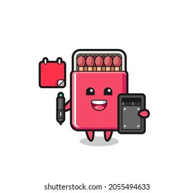 Illustration of matches box mascot as a graphic designer , cute design