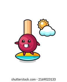 Illustration of matches cartoon do surfing on the beach , cute style design for t shirt, sticker, logo element