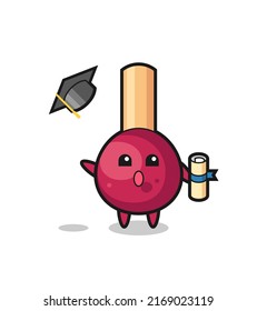 Illustration of matches cartoon throwing the hat at graduation , cute style design for t shirt, sticker, logo element