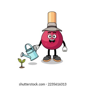 Illustration of matches cartoon watering the plant , character design