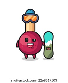 Illustration of matches character with snowboarding style , cute style design for t shirt, sticker, logo element