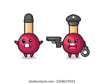 ilustración de partidos robber con las manos arriba pose pillada por la policía, diseño de estilo lindo para camiseta, pegatina, elemento logo