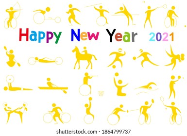 Illustration material for the 2021 New Year's card.
The background is a sports icon for the disabled.