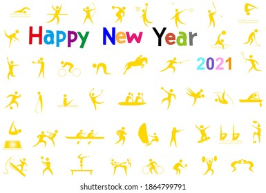 Illustration material for the 2021 New Year's card.
The sports icon is the background.