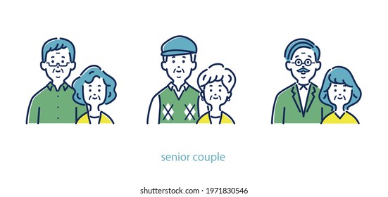 Illustration material of 3 senior couples